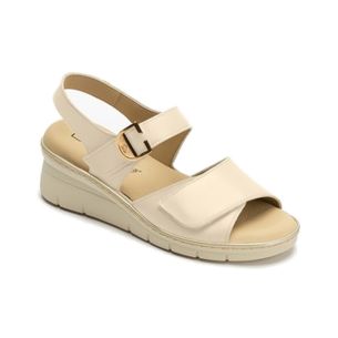 Pitillos - 11011 - CREMA - 11011 - CREMA - Sandalia con cuña con velcros en piel napa Crema - 1