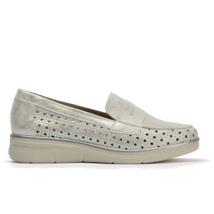 Pitillos - 11021 - PLATA - 11021 - PLATA - Mocasín plano con antifaz en piel napa fantasía y piel napa con acabados metalizados