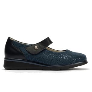 Pitillos - 11032 - MARINO - 11032 - MARINO - Zapato mercedes ancho especial en piel napa y lycra
