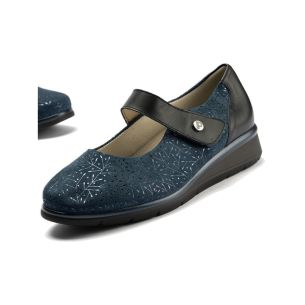 Pitillos - 11032 - MARINO - 11032 - MARINO - Zapato mercedes ancho especial en piel napa y lycra 2