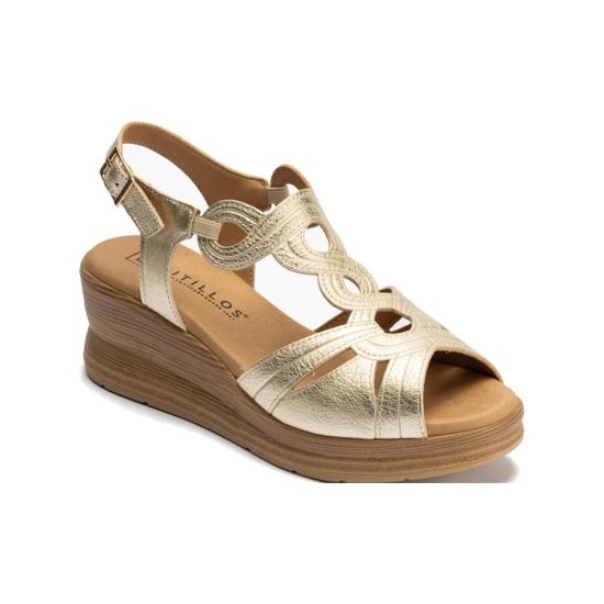 Pitillos - 11050 - ORO - 11050 - ORO - Sandalia con plataforma en laminado brillante Oro - 1