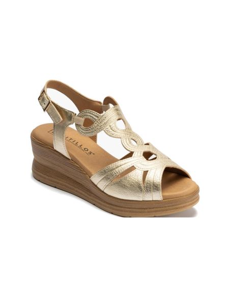 Pitillos - 11050 - ORO - 11050 - ORO - Sandalia con plataforma en laminado brillante Oro - 1