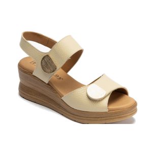 Pitillos - 11054 - CREMA - 11054 - CREMA - Sandalia con plataforma y velcros en piel napa bombeada Crema - 1