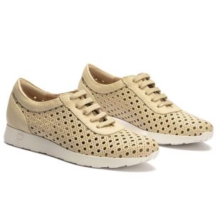 Pitillos - 11102 - CREMA - 11102 - CREMA - Deportivo plano en piel napa perforada Crema - 1 2