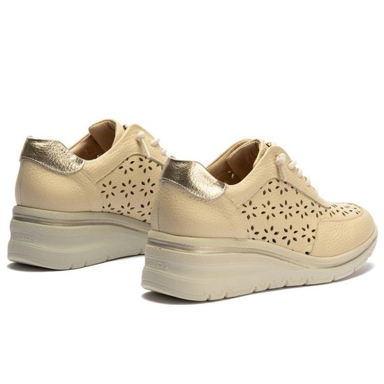 Pitillos - 11111 - CREMA - 11111 - CREMA - Deportivo con cuña y cordones elásticos en piel napa Crema - 3