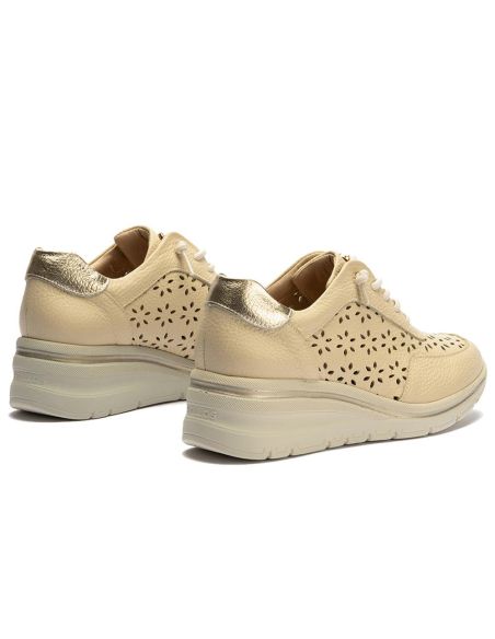 Pitillos - 11111 - CREMA - 11111 - CREMA - Deportivo con cuña y cordones elásticos en piel napa Crema - 3