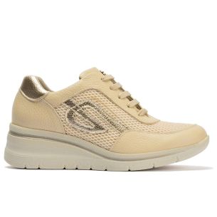 Pitillos - 11113 - CREMA - 11113 - CREMA - Deportivo con cuña en piel napa y tejido Crema - 1