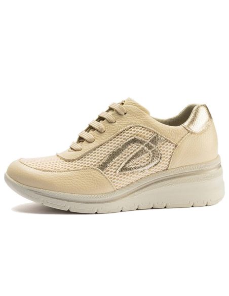 Pitillos - 11113 - CREMA - 11113 - CREMA - Deportivo con cuña en piel napa y tejido Crema - 3