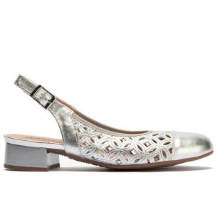 Pitillos - 11121 - PLATA - 11121 - PLATA - Zapato salón destalonado con tacón bajo y punta redonda