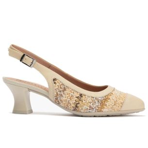 Pitillos - 11185 - CREMA - 11185 - CREMA - Zapato salón destalonado con tacón medio