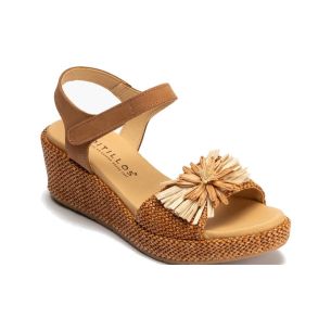 Pitillos - 11262 - CUERO - 11262 - CUERO - Sandalia de rafia con cuña baja