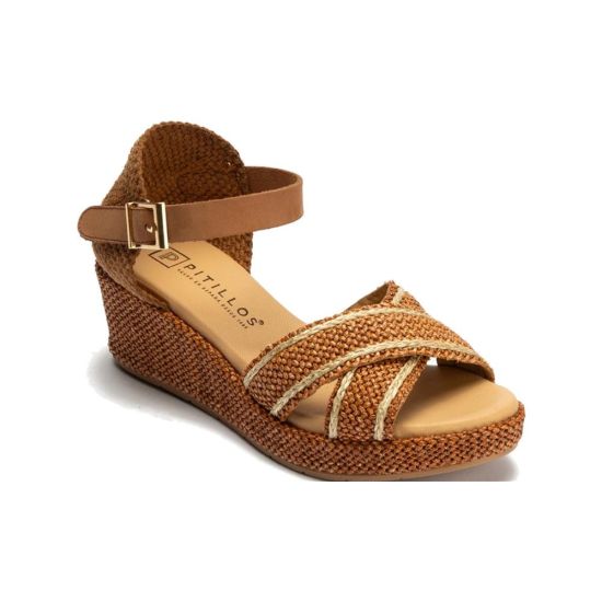 Pitillos - 11263 - CUERO - 11263 - CUERO - Sandalia de rafia con cuña baja
