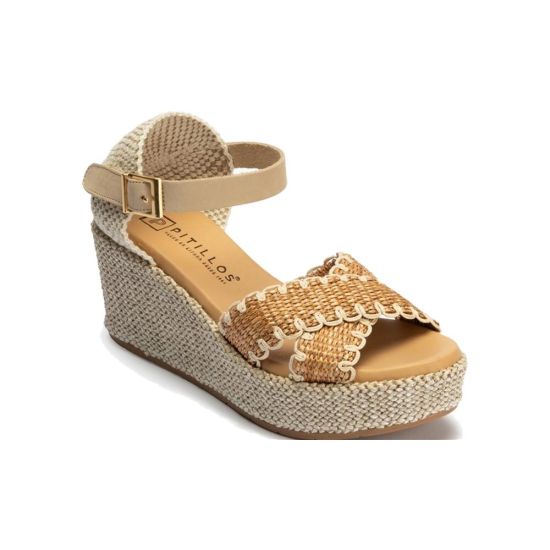 Pitillos - 11274 - CUERO - 11274 - CUERO - Sandalia de rafia con cuña alta