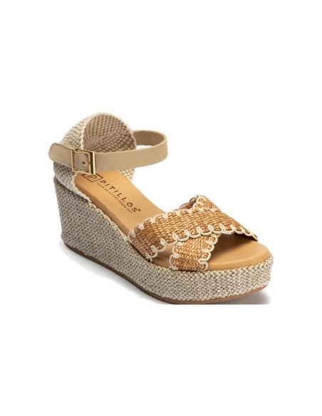 Pitillos - 11274 - CUERO - 11274 - CUERO - Sandalia de rafia con cuña alta