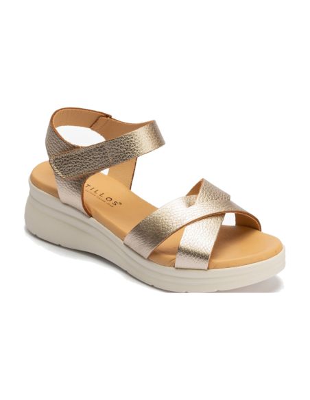 Pitillos - 11292 - ORO - 11292 - ORO - Sandalia con cuña media