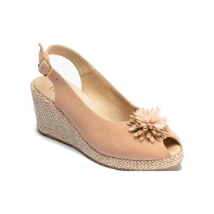 Pitillos - 11310 - NUDE - 11310 - NUDE - Sandalia estilo valenciana con cuña alta y detalle floral Nude - 1