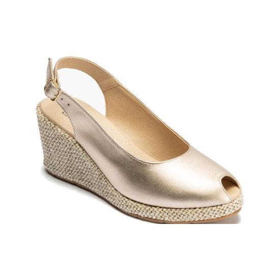 Pitillos - 11311 - ORO - 11311 - ORO - Sandalia estilo valenciana con cuña alta y combinado en piel Oro - 1
