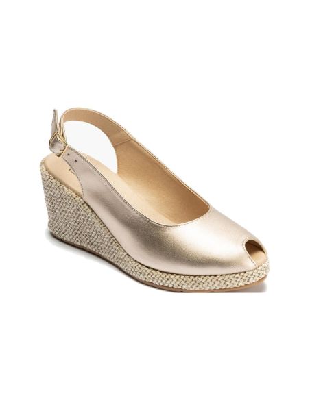 Pitillos - 11311 - ORO - 11311 - ORO - Sandalia estilo valenciana con cuña alta y combinado en piel Oro - 1