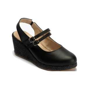 Pitillos - 11312 - NEGRO - 11312 - NEGRO - Sandalia estilo valenciana con cuña alta y pulseras estilo mercedes Negro - 1