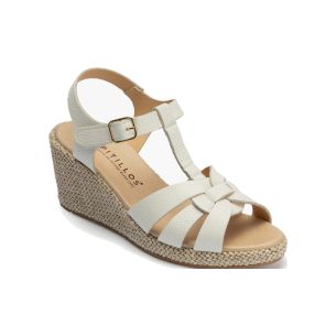 Pitillos - 11313 - BLANCO - 11313 - BLANCO - Sandalia estilo valenciana con cuña alta y combinado en piel Blanco - 1