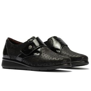 Pitillos - 11510 - NEGRO - 11510 - NEGRO - Blucher de velcro combinado lycra con charol Negro - 1 2