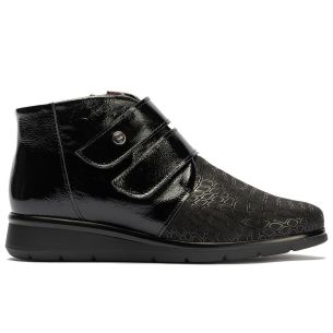 Pitillos - 11514 - NEGRO - 11514 - NEGRO - Botín con velcros y cremallera combinado lycra con charol Negro - 1