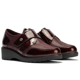 Pitillos - 11520 - BURDEOS - 11520 - BURDEOS - Blucher con velcro combinado charol con lycra Burdeos - 1 2