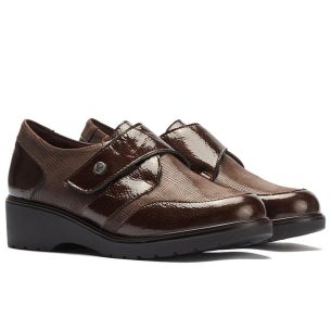 Pitillos - 11520 - MARRON - 11520 - MARRON - Blucher con velcro combinado charol con lycra Marrón - 1 2