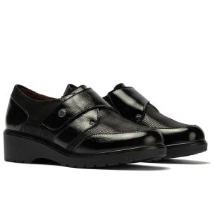 Pitillos - 11520 - NEGRO - 11520 - NEGRO - Blucher con velcro combinado charol con lycra Negro - 1 2