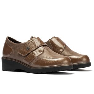 Pitillos - 11520 - TOPO - 11520 - TOPO - Blucher con velcro combinado charol con lycra Topo - 1 2