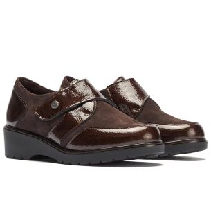 Pitillos - 11524 - MARRON - 11524 - MARRON - Blucher con velcro combinado charol con ante Marrón - 1 2