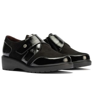 Pitillos - 11524 - NEGRO - 11524 - NEGRO - Blucher con velcro combinado charol con ante Negro - 1 2