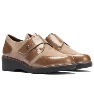 Pitillos - 11524 - TOPO - 11524 - TOPO - Blucher con velcro combinado charol con ante Topo - 1 2