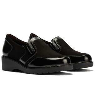 Pitillos - 11525 - NEGRO - 11525 - NEGRO - Manoletina con elásticos combinado charol con ante Negro - 1 2