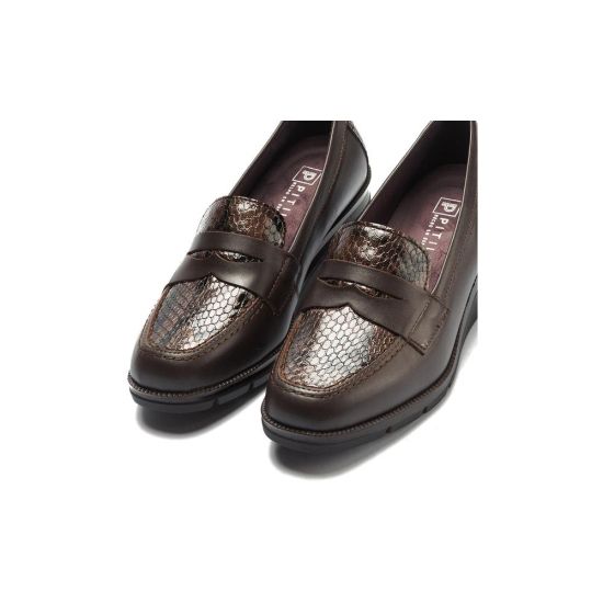 Pitillos - 11535 - MARRON - 11535 - MARRON - Mocasín combinado napa con serpiente charol Marrón - 4