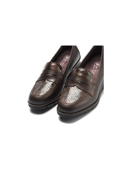 Pitillos - 11535 - MARRON - 11535 - MARRON - Mocasín combinado napa con serpiente charol Marrón - 4