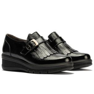 Pitillos - 11544 - NEGRO - 11544 - NEGRO - Abotinado con flecos y hebilla en charol Negro - 1 2
