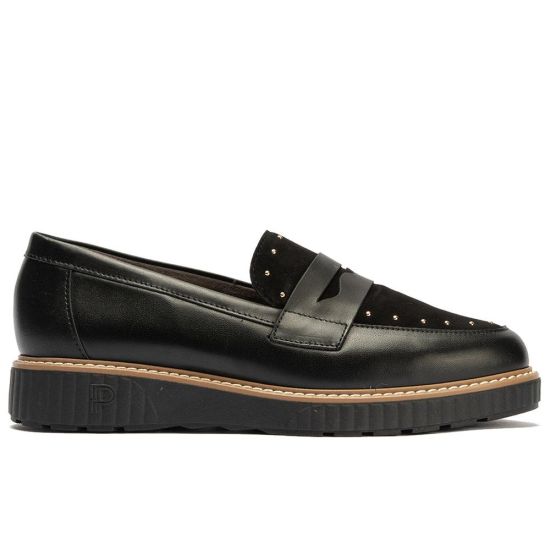 Pitillos - 11552 - NEGRO - 11552 - NEGRO - Mocasín tachas combinado napa con ante Negro - 1