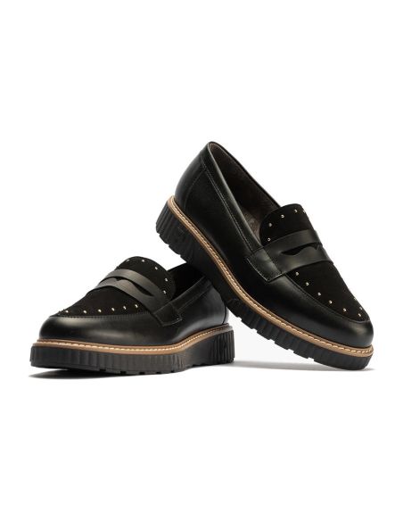 Pitillos - 11552 - NEGRO - 11552 - NEGRO - Mocasín tachas combinado napa con ante Negro - 5