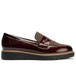 Pitillos - 11554 - BURDEOS - 11554 - BURDEOS - Mocasín antifaz combinado charol con tejido Burdeos - 1
