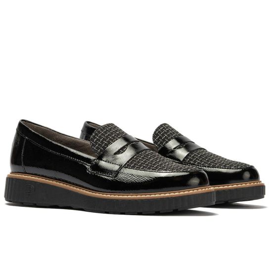 Pitillos - 11554 - NEGRO - 11554 - NEGRO - Mocasín antifaz combinado charol con tejido Negro - 2