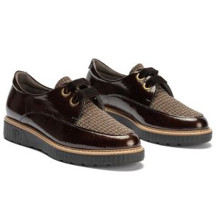 Pitillos - 11555 - MARRON - 11555 - MARRON - Blucher cordón terciopelo combinado charol con tejido Marrón - 1 2
