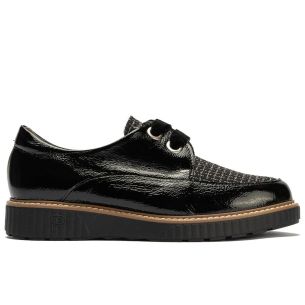 Pitillos - 11555 - NEGRO - 11555 - NEGRO - Blucher cordón terciopelo combinado charol con tejido Negro - 1