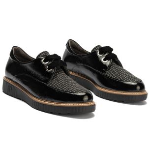 Pitillos - 11555 - NEGRO - 11555 - NEGRO - Blucher cordón terciopelo combinado charol con tejido Negro - 1 2