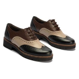 Pitillos - 11563 - NEGRO/TOPO/MARRON - 11563 - NEGRO/TOPO/MARRON - Inglés en napa con grano combinado tricolor Negro-Topo-Marrón 2
