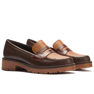 Pitillos - 11564 - MARRON/CUERO/BURDEOS - 11564 - MARRON/CUERO/BURDEOS - Mocasín antifaz con napa con grano combinado Marrón-Cue 2
