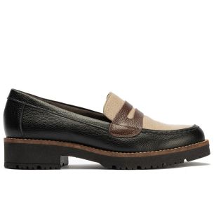 Pitillos - 11564 - NEGRO/TOPO/MARRON - 11564 - NEGRO/TOPO/MARRON - Mocasín antifaz con napa con grano combinado Negro-Topo-Marró