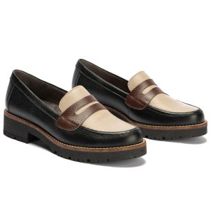 Pitillos - 11564 - NEGRO/TOPO/MARRON - 11564 - NEGRO/TOPO/MARRON - Mocasín antifaz con napa con grano combinado Negro-Topo-Marró 2
