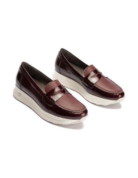 Pitillos - 11600 - BURDEOS - 11600 - BURDEOS - Mocasín antifaz combinado charol con napa grano Burdeos - 4