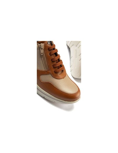 Pitillos - 11611 - CUERO/TOPO/BRONCE - 11611 - CUERO/TOPO/BRONCE - Deportivo combinado bicolor napa con grano con cremallera Cue